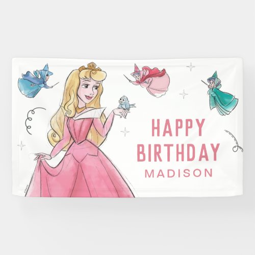 Sleeping Beauty  Watercolor Birthday Banner