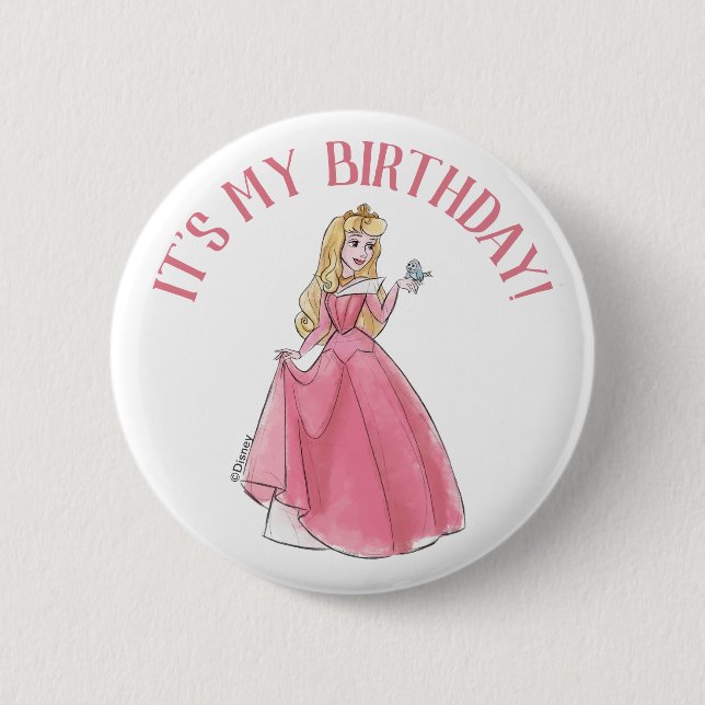 Sleeping Beauty | Watercolor Birthday Button (Front)
