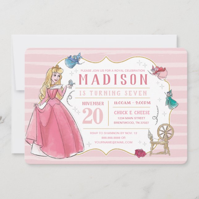 Sleeping Beauty | Watercolor Birthday Invitation (Front)