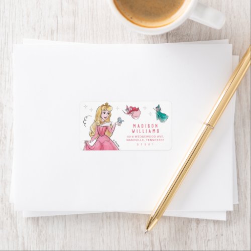 Sleeping Beauty  Watercolor Birthday Label