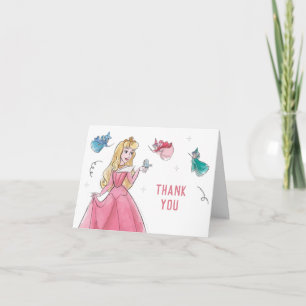 Sleeping Beauty Watercolor Birthday Letterpress Thank You Card