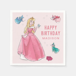 Sleeping Beauty Watercolor Birthday Napkins