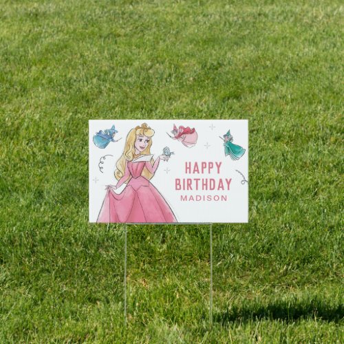 Sleeping Beauty  Watercolor Birthday Sign
