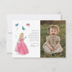 Sleeping Beauty   Watercolor Birthday Thank You Card