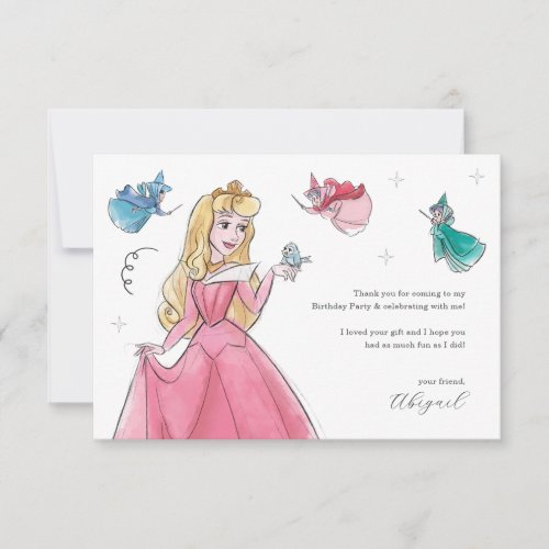 Sleeping Beauty  Watercolor Birthday Thank You Card