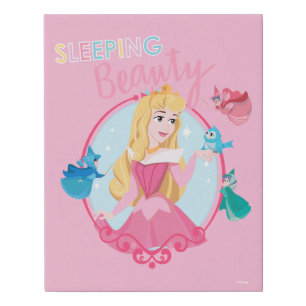 Sleeping Beauty With Fairy Godmothers Faux Canvas Print