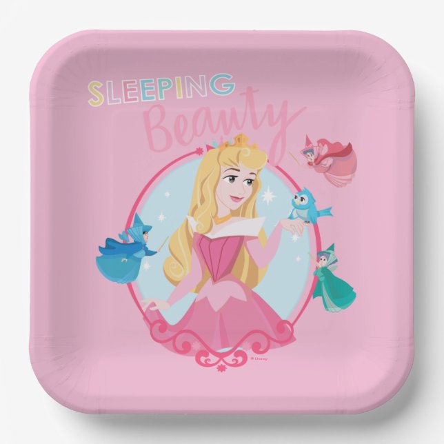 Sleeping Beauty With Fairy Godmothers Paper Plates (Front)