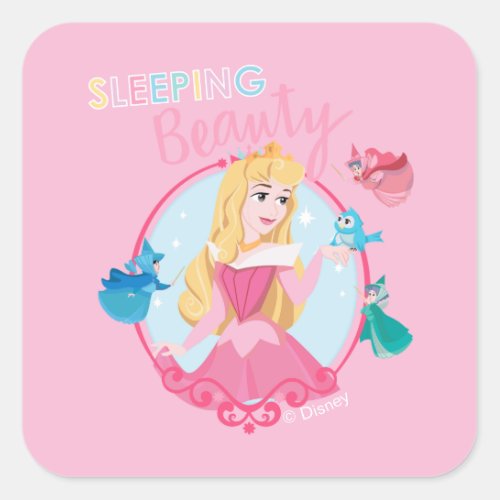 Sleeping Beauty With Fairy Godmothers Square Sticker