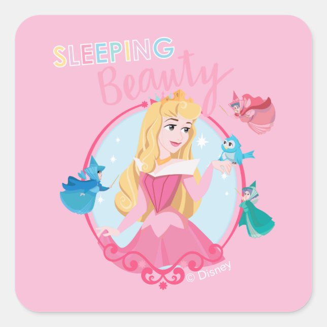 Sleeping Beauty With Fairy Godmothers Square Sticker (Front)