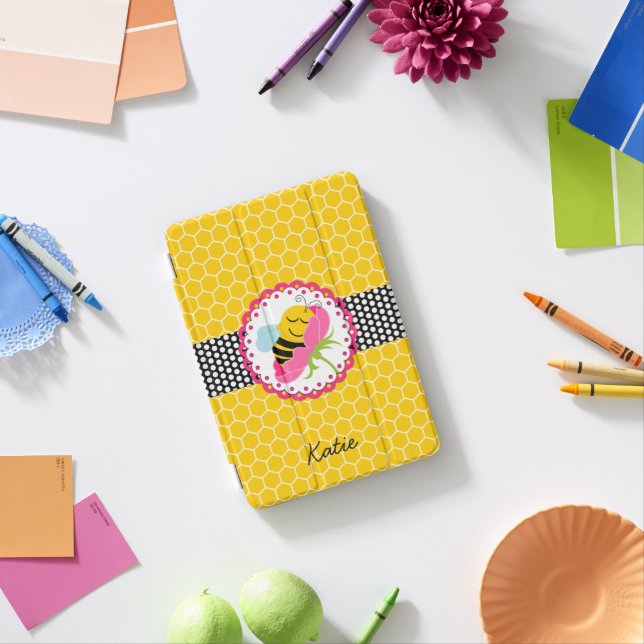 Sleeping Bee in Flower Honeycomb Pattern iPad Mini Cover (In Situ)