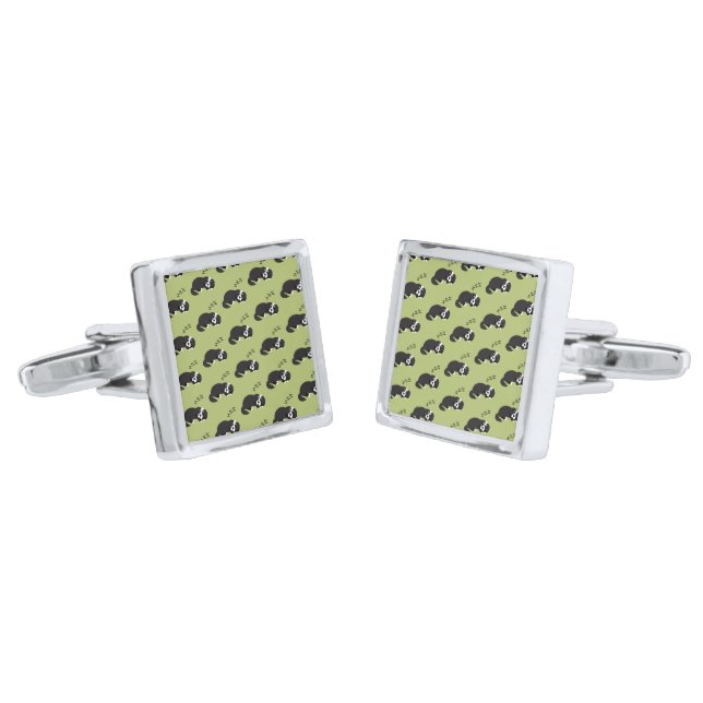 Sleeping Bernese Mountain Dog Animals Lover ZZZ Cufflinks (Angled)