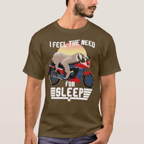 sleeping biker sloth T_Shirt