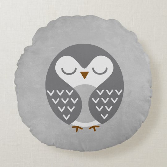 Sleeping Bird Grey Round Pillow