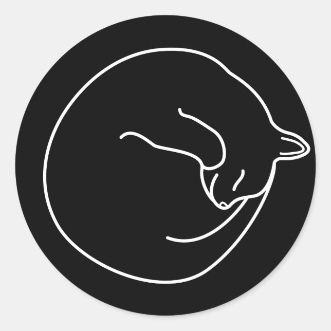 Sleeping Black Cat Classic Round Sticker (Front)