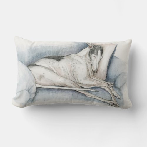 Sleeping Blackwhite Greyhound Dog Art Throw Pillow