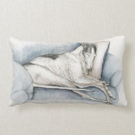 Sleeping Blackwhite Greyhound Dog Art Throw Pillow