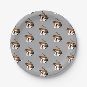 Sleeping Boxer Dog Puppy Animal Lover ZZZ Pet Paper Plates