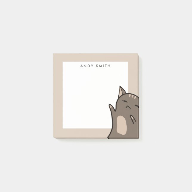 Sleeping Brown Cat Personalized Post-it Notes (Front)