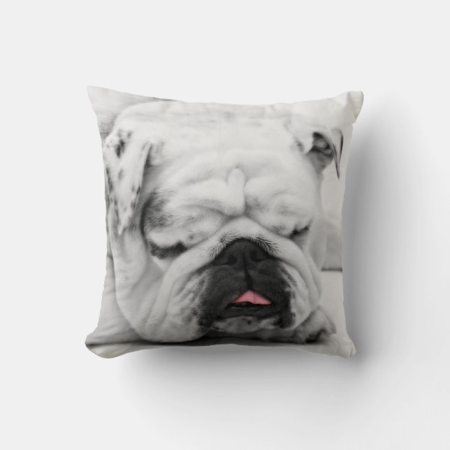 Sleeping Bulldog Throw Pillow (Front)