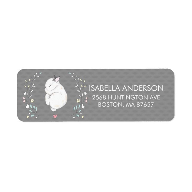 Sleeping Bunny Baby Shower Address Label (Front)