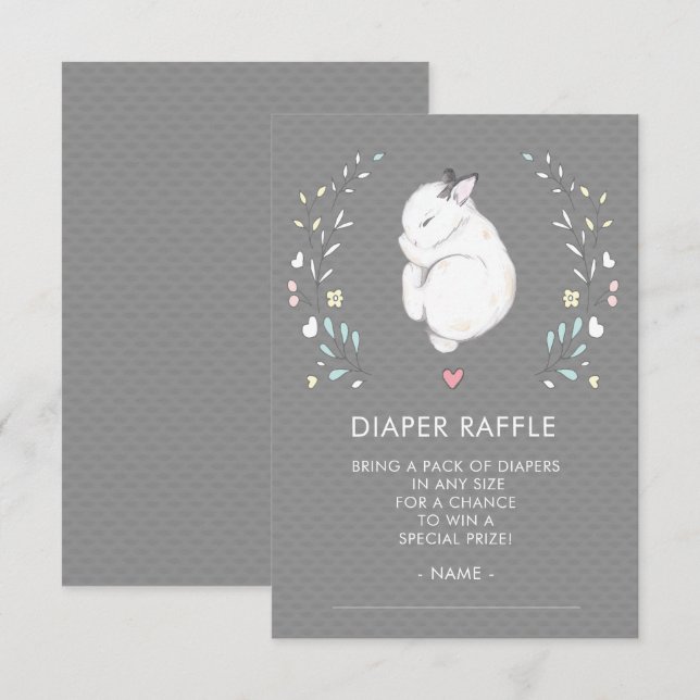 Sleeping Bunny Baby Shower Diaper Raffle Ticket Invitation (Front/Back)