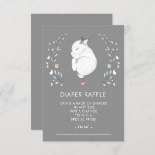 Sleeping Bunny Baby Shower Diaper Raffle Ticket Invitation