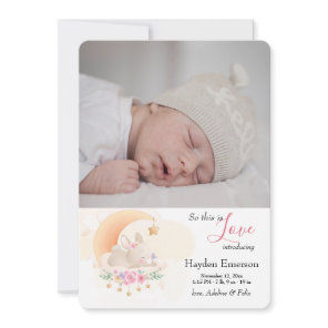 Sleeping Bunny Photo Birth Announcement
