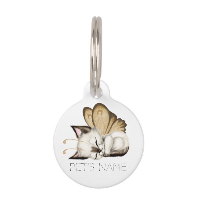 Sleeping Butterfly Kitten Pet ID Tag (Front)
