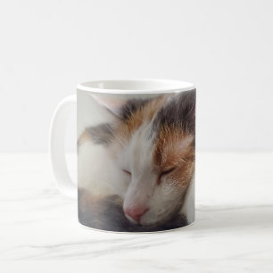 Sleeping Calico Cat Coffee Mug