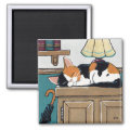 Sleeping Calico Cat on Cupboard Painting Magnet