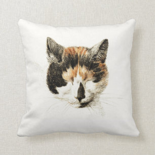 Sleeping Calico Cat Throw Pillow