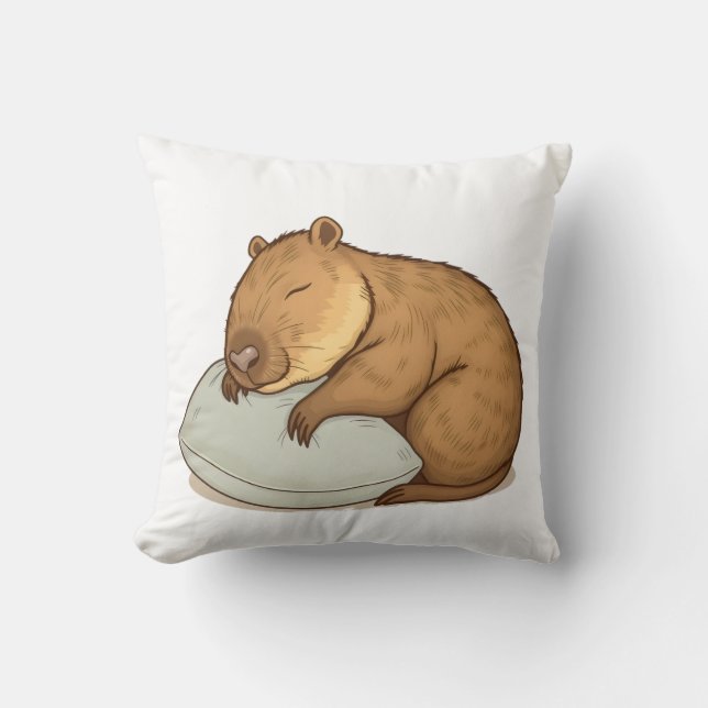 sleeping Capybara Sleepybara Throw Pillow (Front)