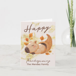 Sleeping Capybara Thanksgiving Fall Family Card