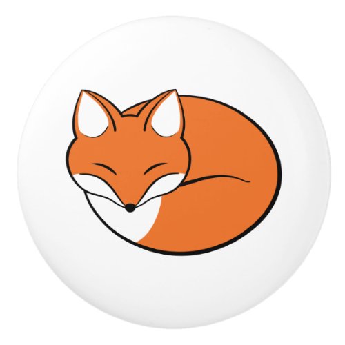 Sleeping Cartoon Fox Ceramic Knob