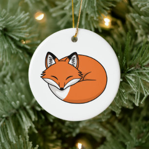Sleeping Cartoon Fox Ceramic Ornament