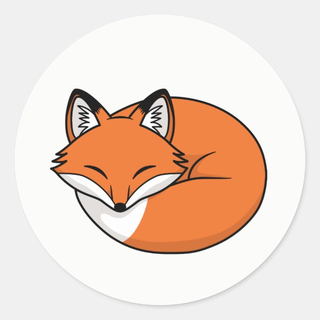 Sleeping Cartoon Fox Classic Round Sticker (Front)