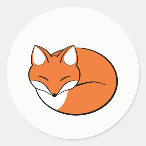 Sleeping Cartoon Fox Classic Round Sticker