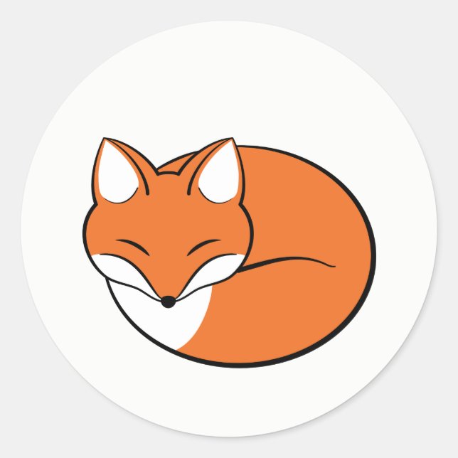 Sleeping Cartoon Fox Classic Round Sticker (Front)
