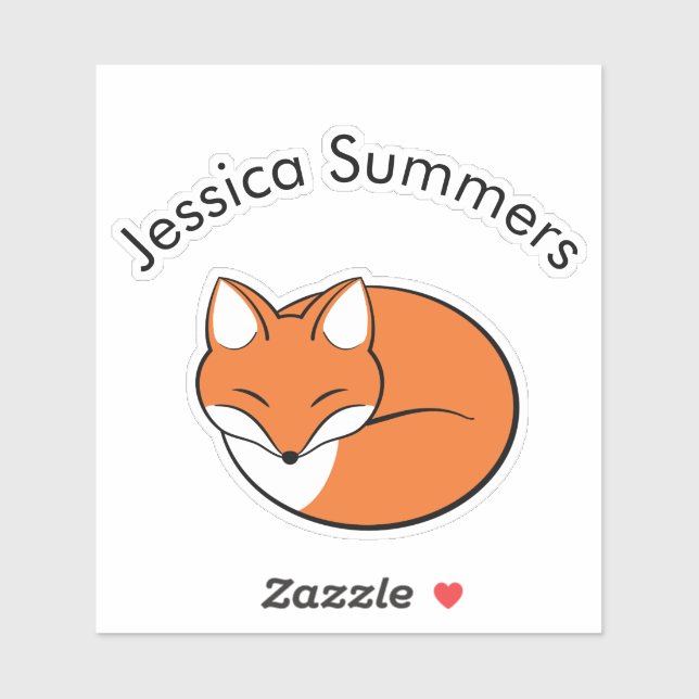 Sleeping Cartoon Fox Custom Message Sticker (Sheet)