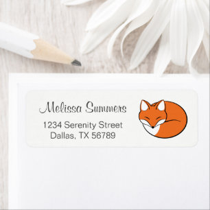 Sleeping Cartoon Fox Label