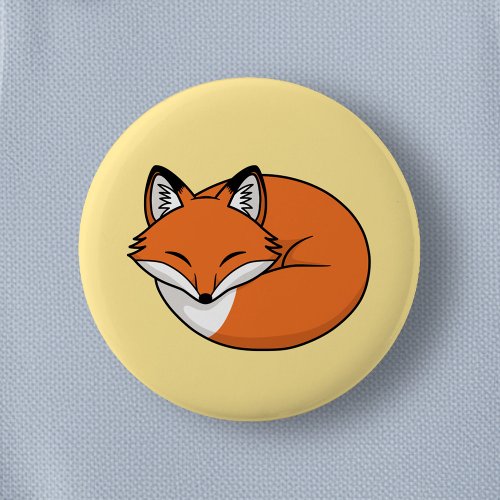 Sleeping Cartoon Fox on Yellow Button