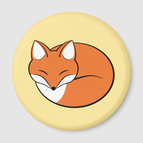 Sleeping Cartoon Fox on Yellow Magnet