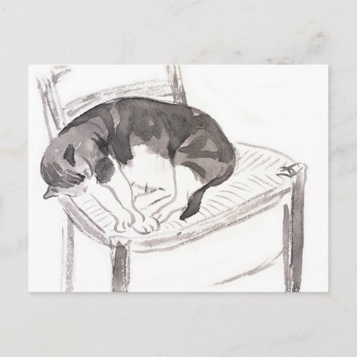 Sleeping Cat 1900 by Jane Poupelet _ vintage cat Postcard