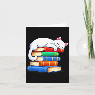 Sleeping cat and books cute funny cozy book lovers card