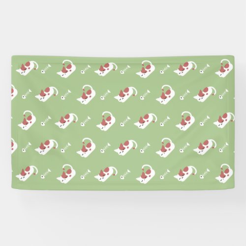 Sleeping Cat and Fish Bone Pattern I Banner