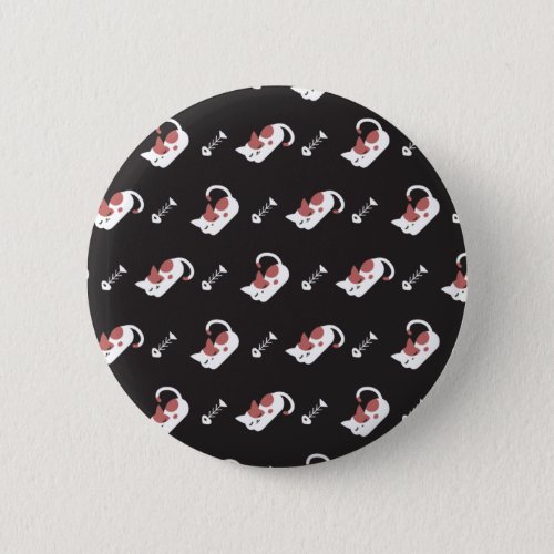 Sleeping Cat and Fish Bone Pattern II Button