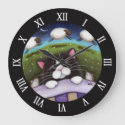 Sleeping Cat and Mice Dreaming of Sheep Large Clock