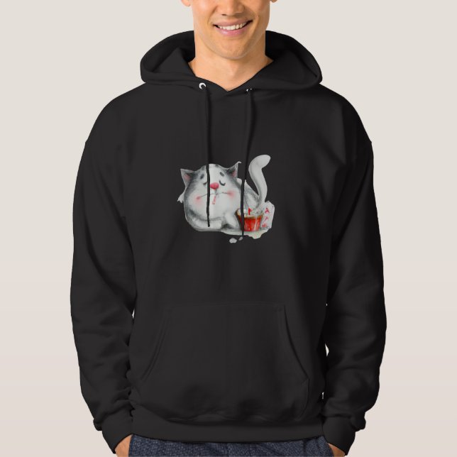 Sleeping cat artwork cute kitten hoodie (Front)