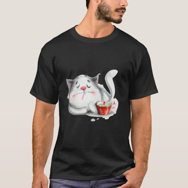 Sleeping cat artwork cute kitten T-Shirt (Front)
