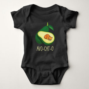 Sleeping Cat Avocado Cute Vegetable Animal Pun Baby Bodysuit